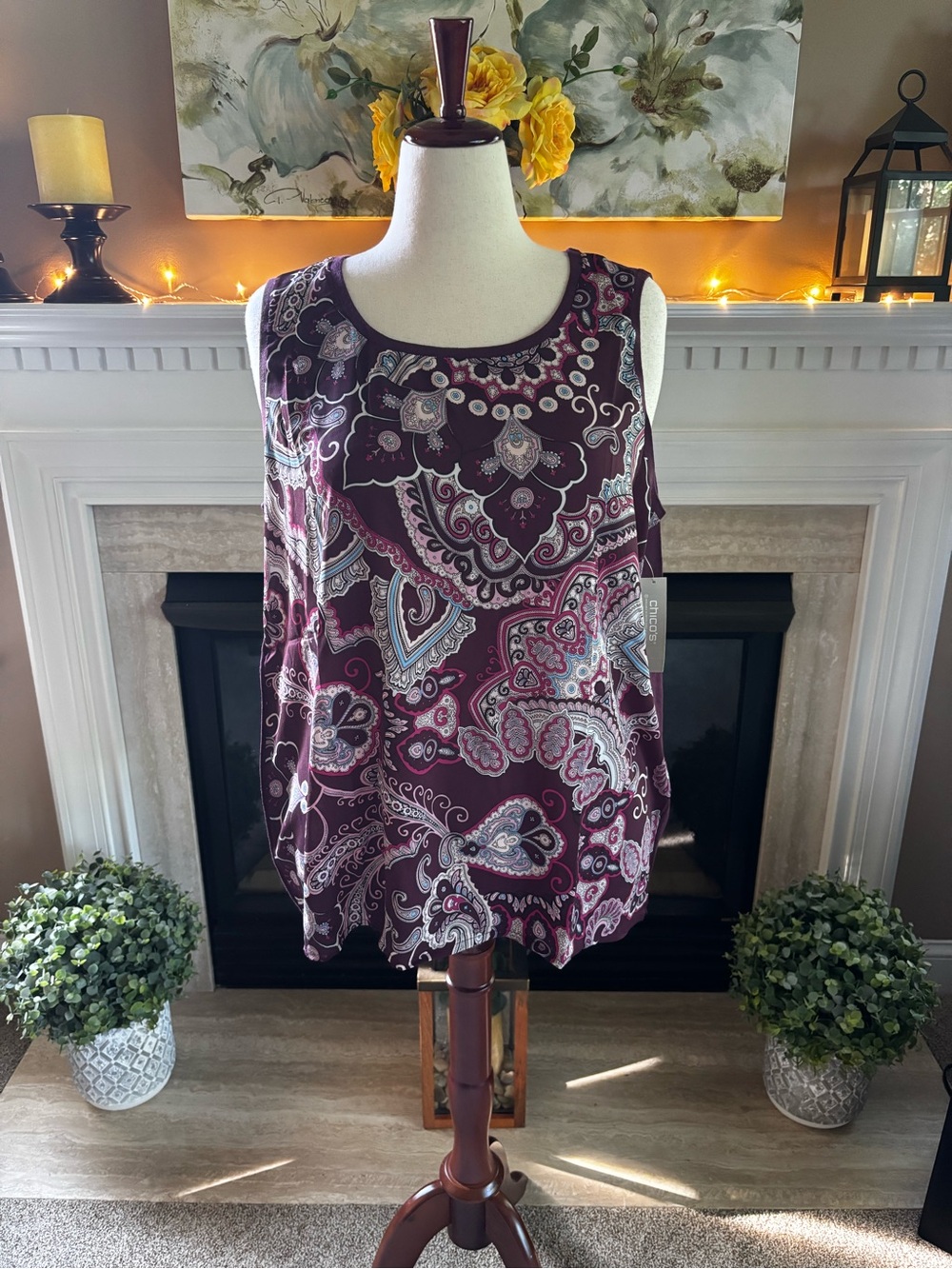*NEW* Chico’s Sleeveless Tank Sweater Printed Front - Size - 2X